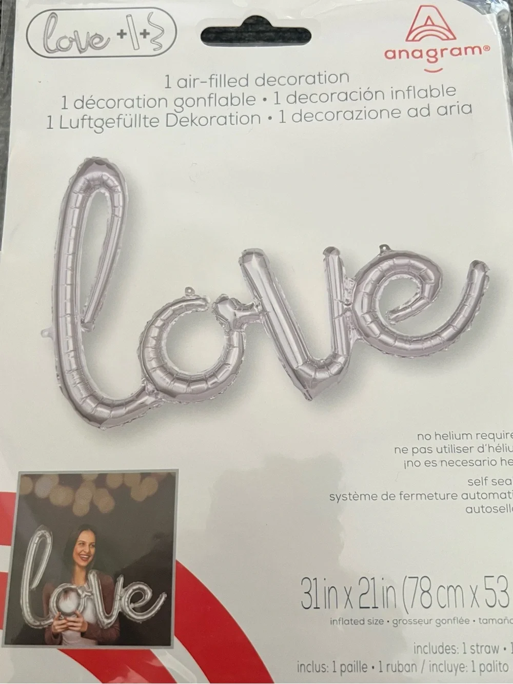 Holographic 2 piece Diamond Ring Balloons and 1 piece Love Balloon
